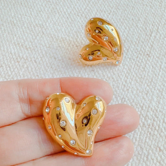 Golden Heart Earrings | 18k Gold Plated Stainless Steel - Femstylo