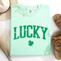 Lucky, Collegiate, Varsity, St Patrick's Day, Shamrock, Clover, Lucky, Leprechaun Tshirt Comfort Colors T-Shirt