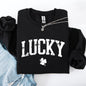 Lucky, Collegiate, Varsity, St Patrick's Day, Shamrock, Clover, Lucky, Leprechaun Sweatshirt