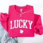 Lucky, Collegiate, Varsity, St Patrick's Day, Shamrock, Clover, Lucky, Leprechaun Sweatshirt