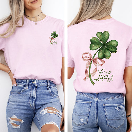 Lucky, Coquette, St Patrick's Day, Shamrock, Clover, Lucky, Leprechaun Tshirt Comfort Colors T-Shirt