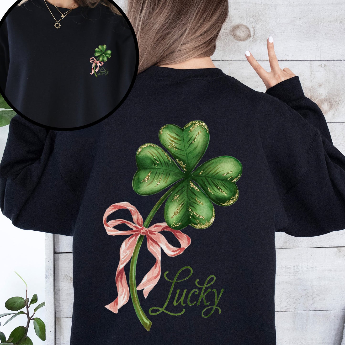Lucky, Coquette, St Patrick's Day, Shamrock, Clover, Lucky, Leprechaun Sweatshirt