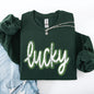 Lucky, Cursive, Vintage, St Patrick's Day, Shamrock, Clover, Lucky, Leprechaun Sweatshirt