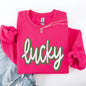 Lucky, Cursive, Vintage, St Patrick's Day, Shamrock, Clover, Lucky, Leprechaun Sweatshirt