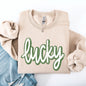 Lucky, Cursive, Vintage, St Patrick's Day, Shamrock, Clover, Lucky, Leprechaun Sweatshirt