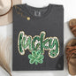 Lucky, Dalmatian Print, St Patrick's Day, Shamrock, Clover, Lucky, Leprechaun Tshirt Comfort Colors T-Shirt