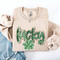 Lucky, Dalmatian Print, St Patrick's Day, Shamrock, Clover, Lucky, Leprechaun Sweatshirt