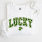 Lucky, Glitter Shamrock, Vintage St Patrick's Day Sweatshirt