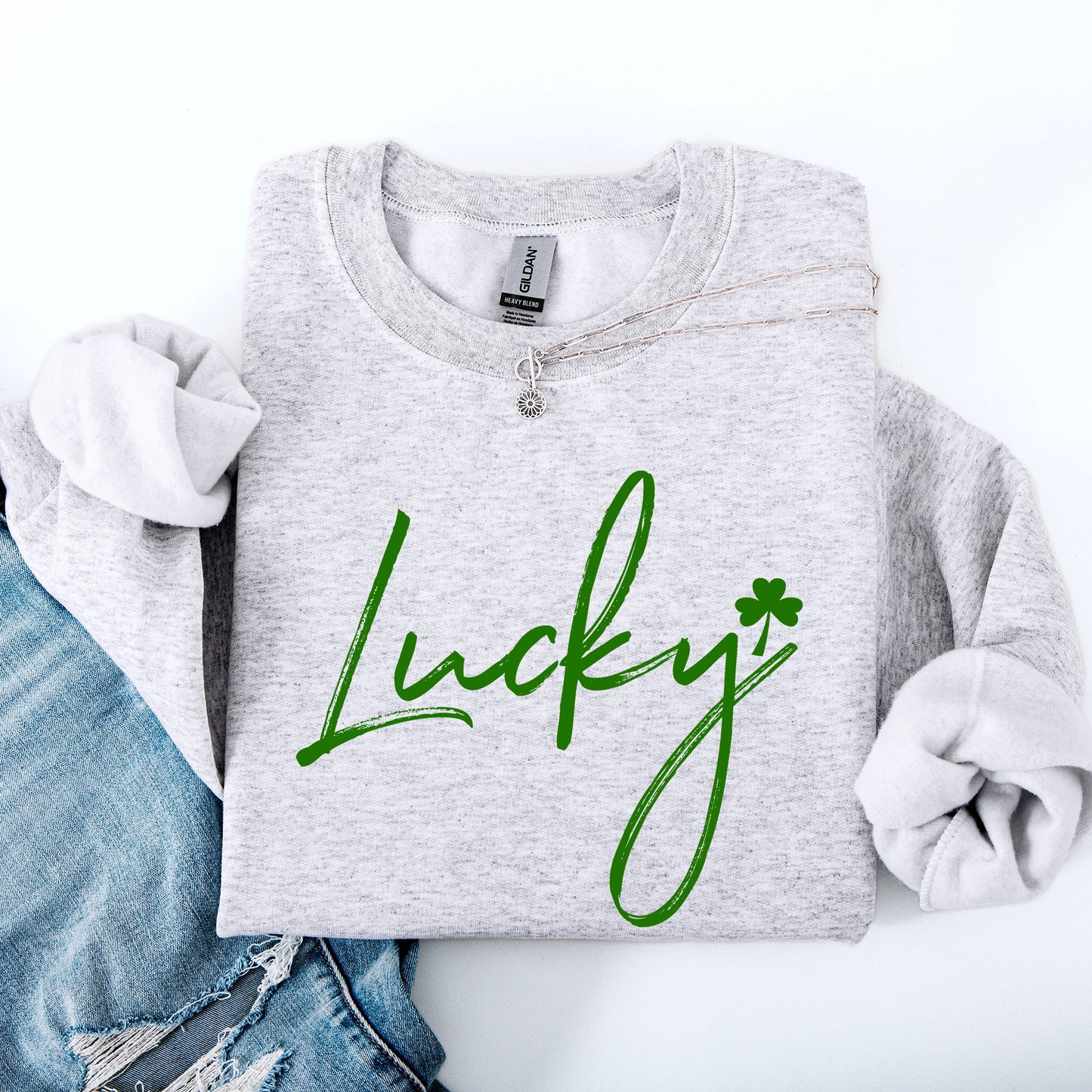 Lucky, Minimalist, St Patrick's Day, Shamrock, Clover, Lucky, Leprechaun Sweatshirt