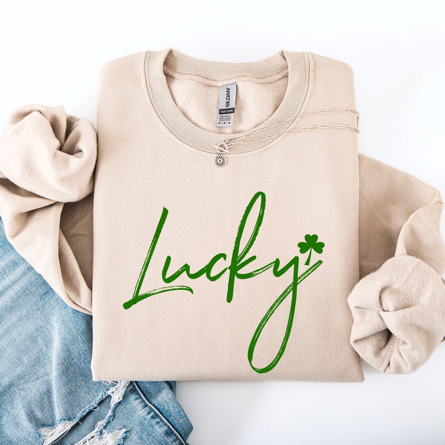 Lucky, Minimalist, St Patrick's Day, Shamrock, Clover, Lucky, Leprechaun Sweatshirt