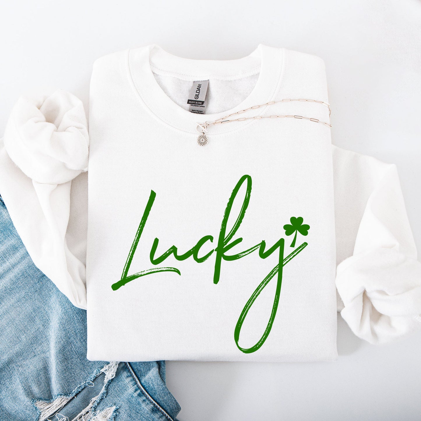 Lucky, Minimalist, St Patrick's Day, Shamrock, Clover, Lucky, Leprechaun Sweatshirt