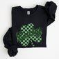 Lucky, Shamrock, Checker Print, St Patrick's Day Sweatshirt