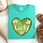 Lucky, Sketched Heart, St Patrick's Day, Shamrock, Clover, Lucky, Leprechaun Tshirt Comfort Colors T-Shirt