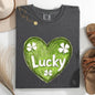 Lucky, Sketched Heart, St Patrick's Day, Shamrock, Clover, Lucky, Leprechaun Tshirt Comfort Colors T-Shirt