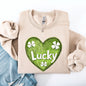 Lucky, Sketched Heart, St Patrick's Day, Shamrock, Clover, Lucky, Leprechaun Sweatshirt