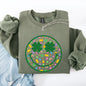 Lucky, Smiley, Retro, Charms, St Patrick's Day, Shamrock, Clover, Lucky, Leprechaun Sweatshirt