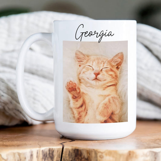 Custom Upload Photo Pet Mug & Name - Personalized Gifts for Dog & Cat Lovers, Pet Dad, Mom, Friend, Family | Birthday