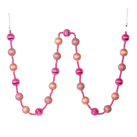 6FT Hot Pink Ball Ornament Christmas Garland