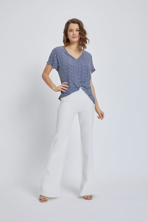 V-Neck Short Sleeve Wrap Front Top for Women | Apparel | Kitchen + Metal