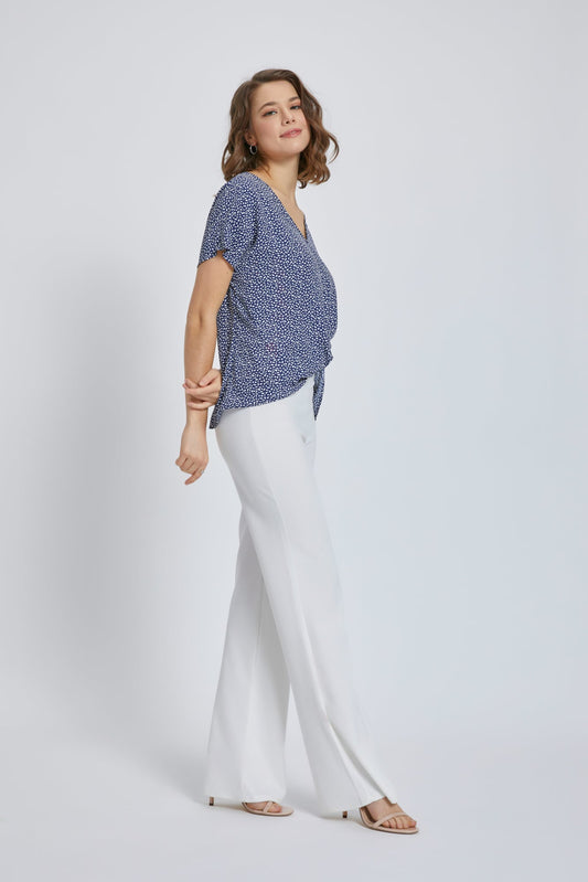 V-Neck Short Sleeve Wrap Front Top for Women | Apparel | Kitchen + Metal