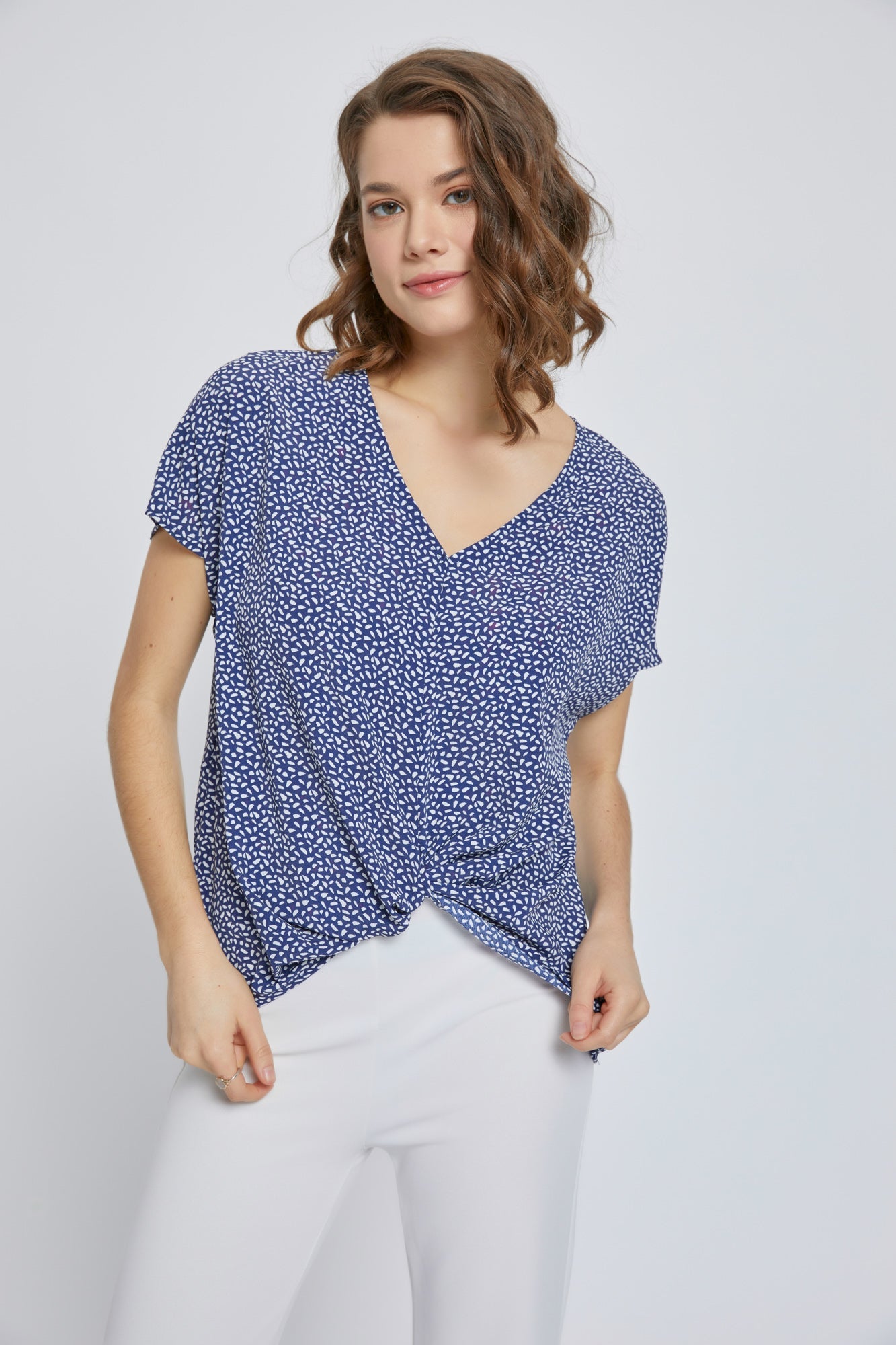 V-Neck Short Sleeve Wrap Front Top for Women | Apparel | Kitchen + Metal