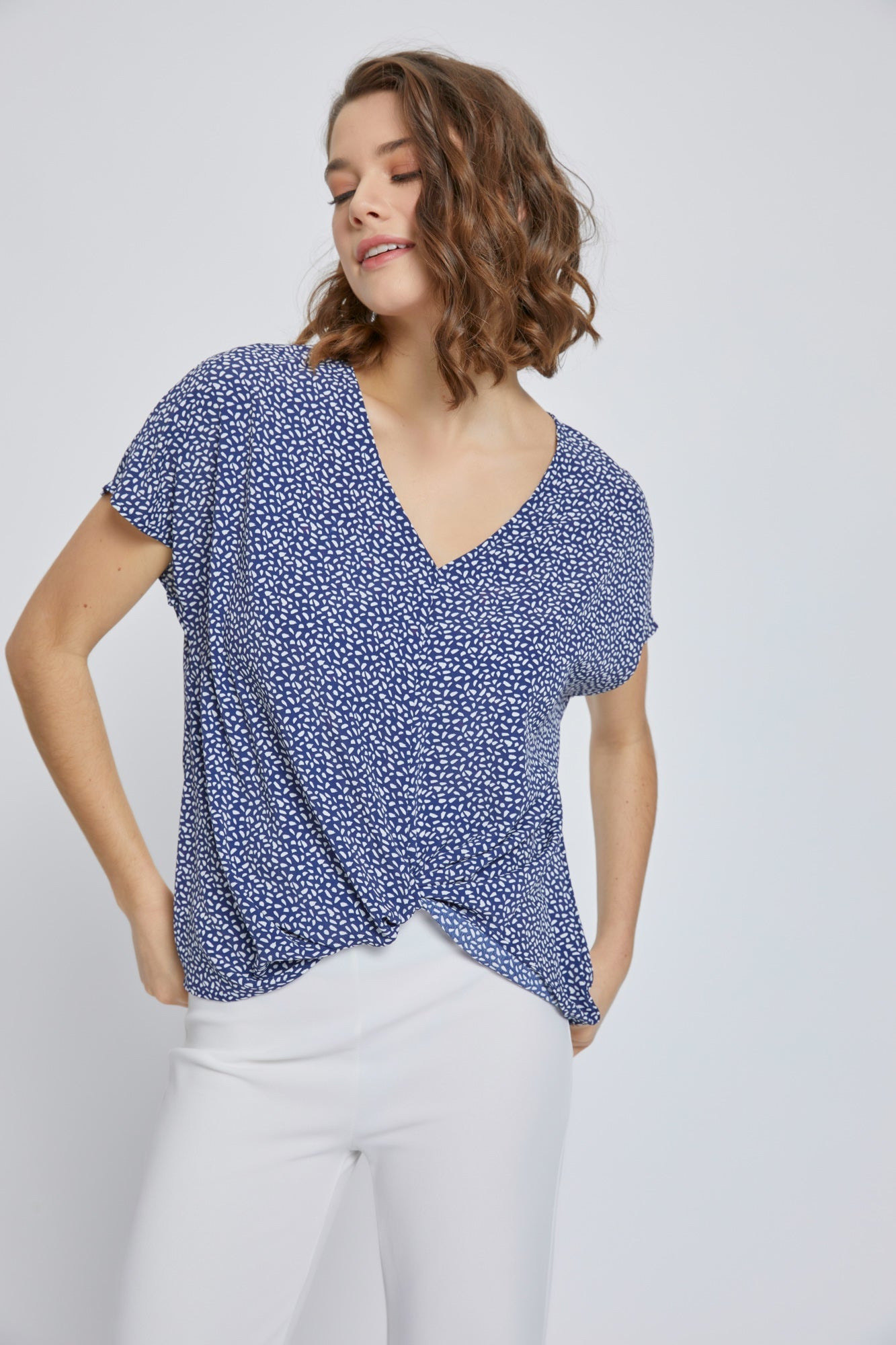 V-Neck Short Sleeve Wrap Front Top for Women | Apparel | Kitchen + Metal