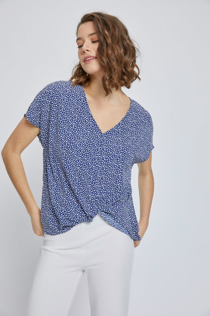 V-Neck Short Sleeve Wrap Front Top for Women | Apparel | Kitchen + Metal
