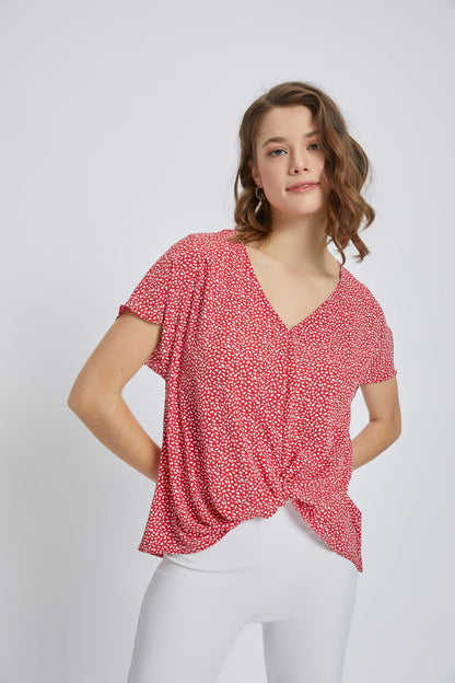 V-Neck Short Sleeve Wrap Front Top for Women | Apparel | Kitchen + Metal