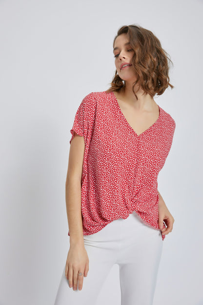 V-Neck Short Sleeve Wrap Front Top for Women | Apparel | Kitchen + Metal