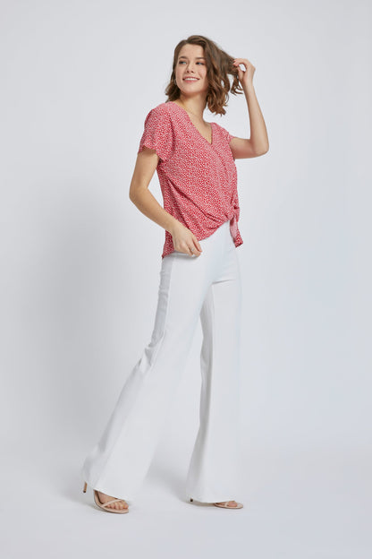V-Neck Short Sleeve Wrap Front Top for Women | Apparel | Kitchen + Metal