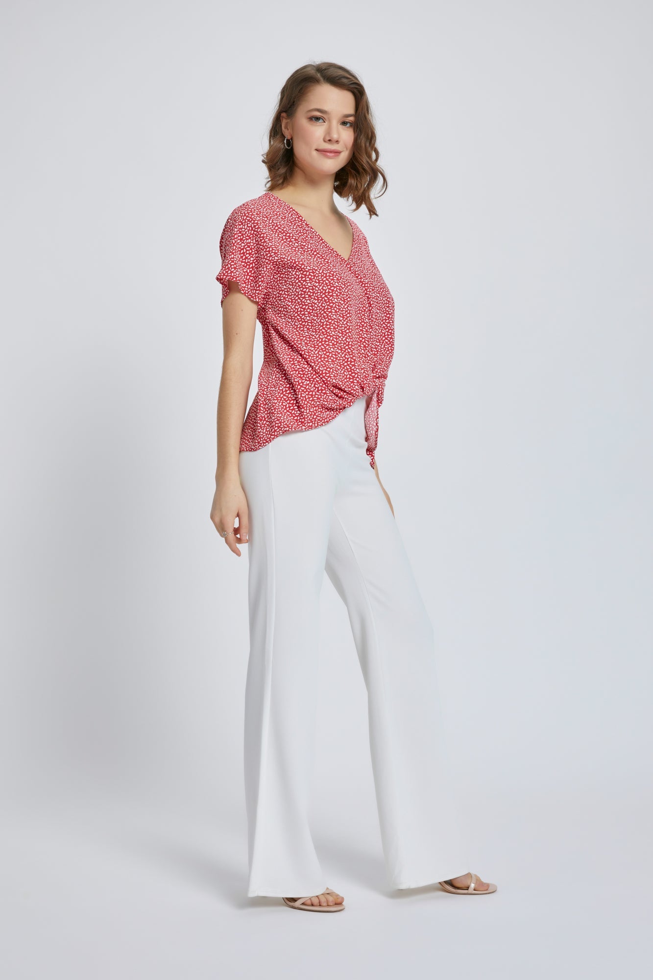 V-Neck Short Sleeve Wrap Front Top for Women | Apparel | Kitchen + Metal