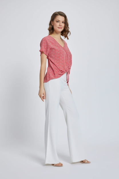 V-Neck Short Sleeve Wrap Front Top for Women | Apparel | Kitchen + Metal
