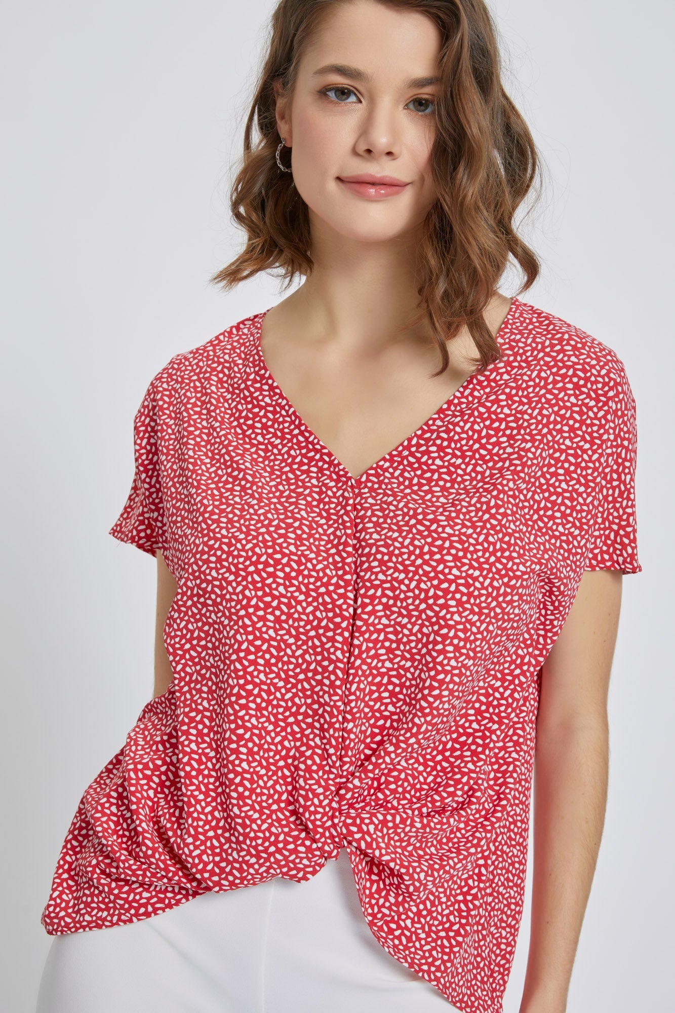 V-Neck Short Sleeve Wrap Front Top for Women | Apparel | Kitchen + Metal