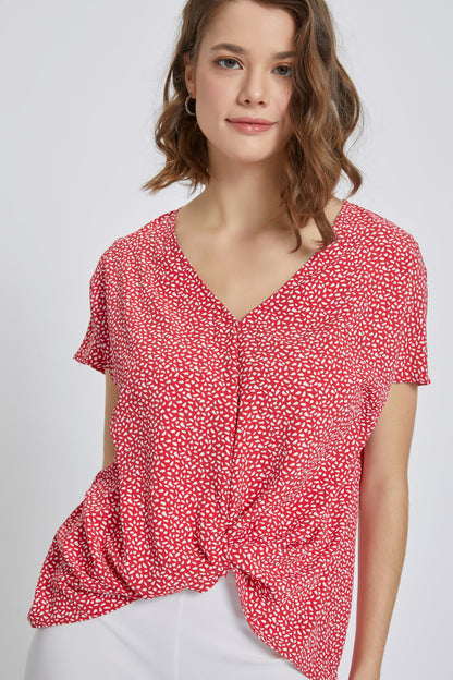 V-Neck Short Sleeve Wrap Front Top for Women | Apparel | Kitchen + Metal