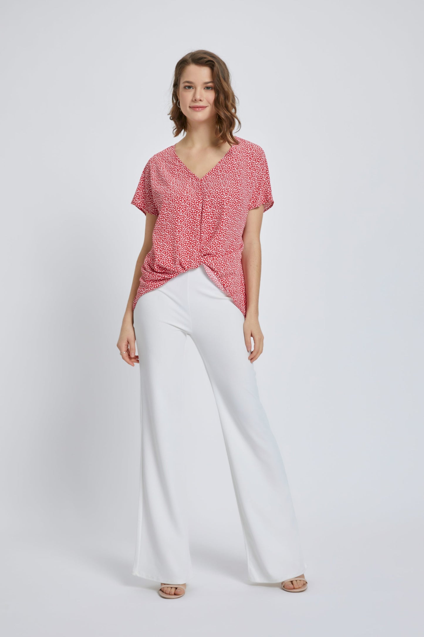 V-Neck Short Sleeve Wrap Front Top for Women | Apparel | Kitchen + Metal