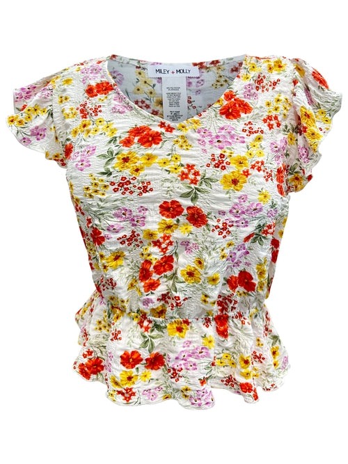 Floral Ruffle Sleeve Peplum Top – Effortlessly Feminine and Chic | Apparel | Kitchen + Metal