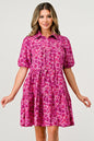 Floral Print Tiered Dress with Puff Sleeves - Button-Down Casual | Apparel | Kitchen + Metal