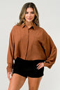 Women's Oversized Button-Up Shirt - Casual and Stylish Cropped Top | Apparel | Kitchen + Metal