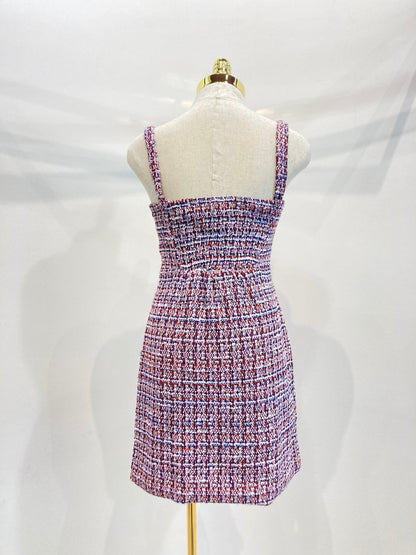 Tweed Mini Dress with Button Detail – Classic and Chic