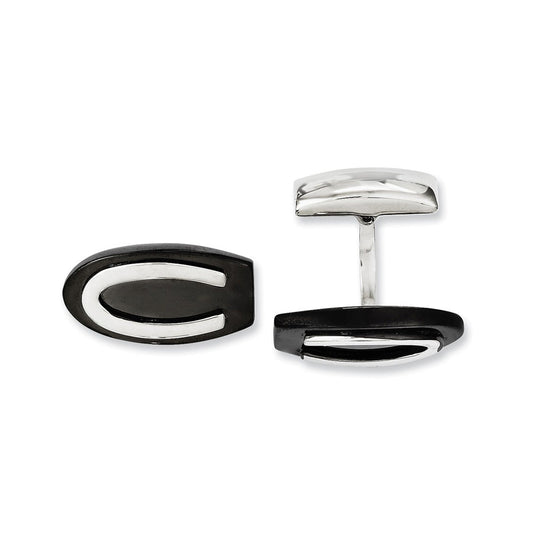 Men's Two Tone Stainless Steel Horseshoe Cuff Links