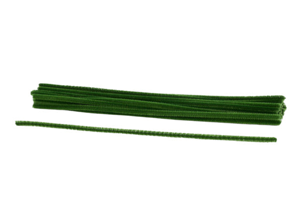 12"L X 6MM CHENILLE STEMS 25EA/BG, MOSS GREEN
