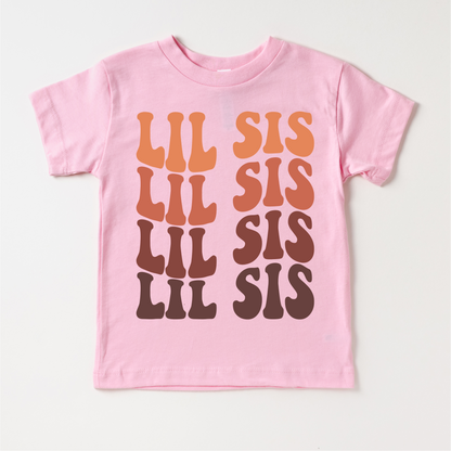 Retro Lil Sis Siblings Family Shirt - Little Sister Tee