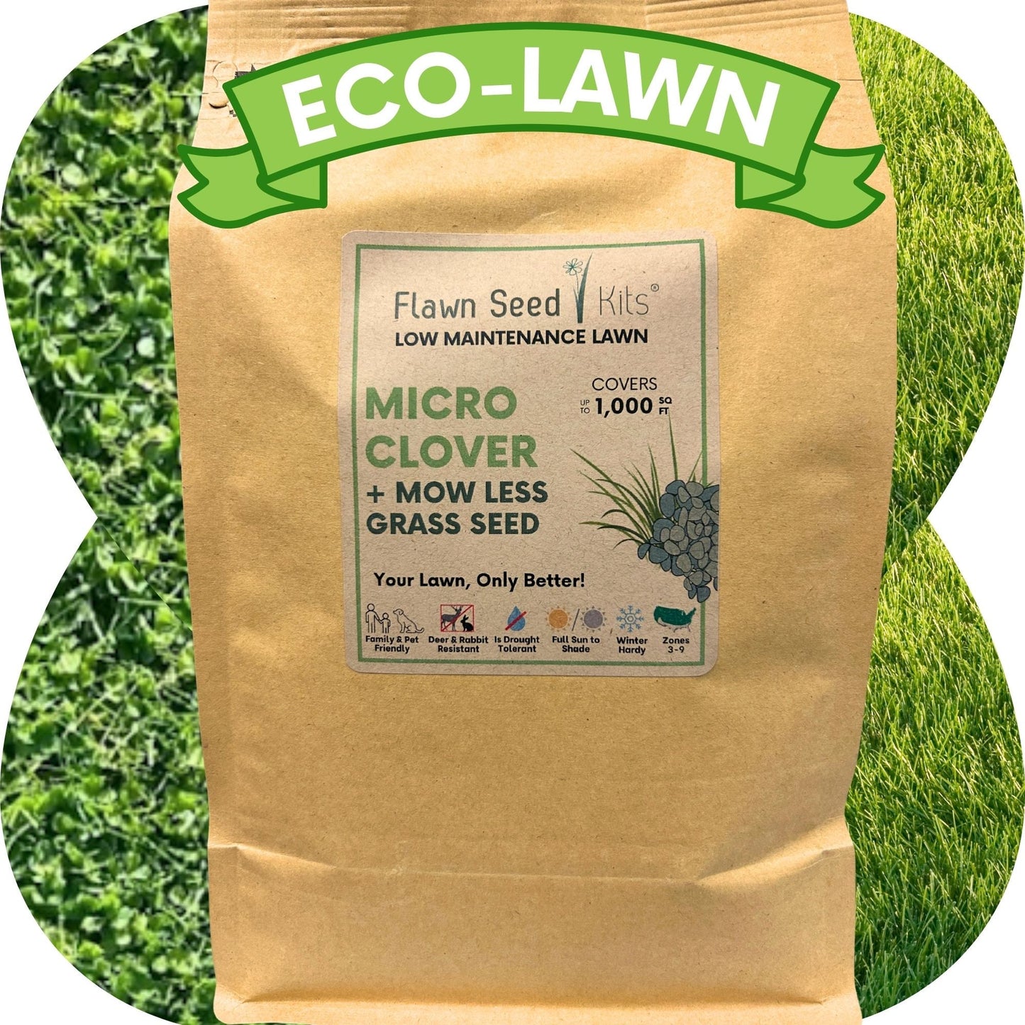 Micro Clover + Mow Less Grass Seed