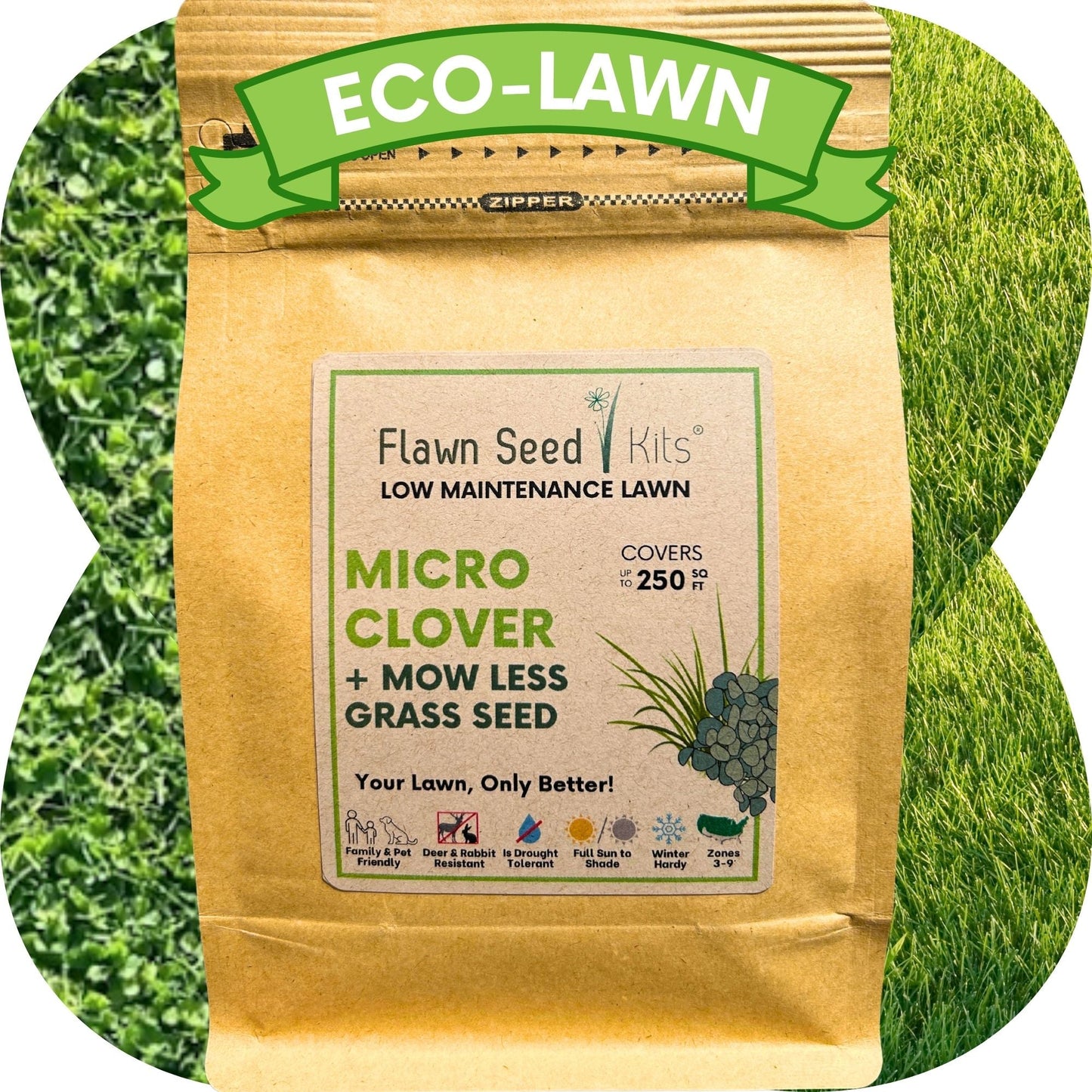 Micro Clover + Mow Less Grass Seed