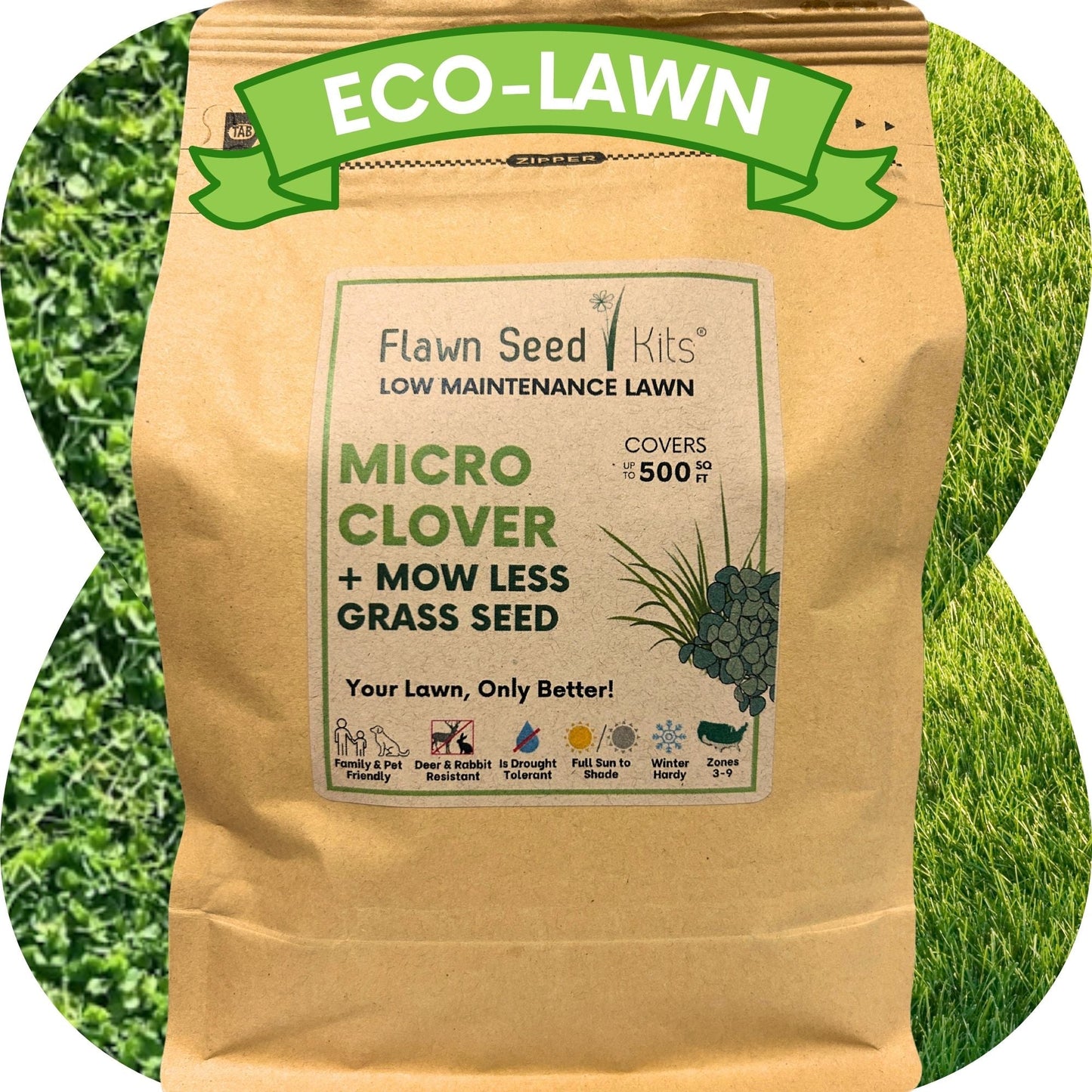 Micro Clover + Mow Less Grass Seed