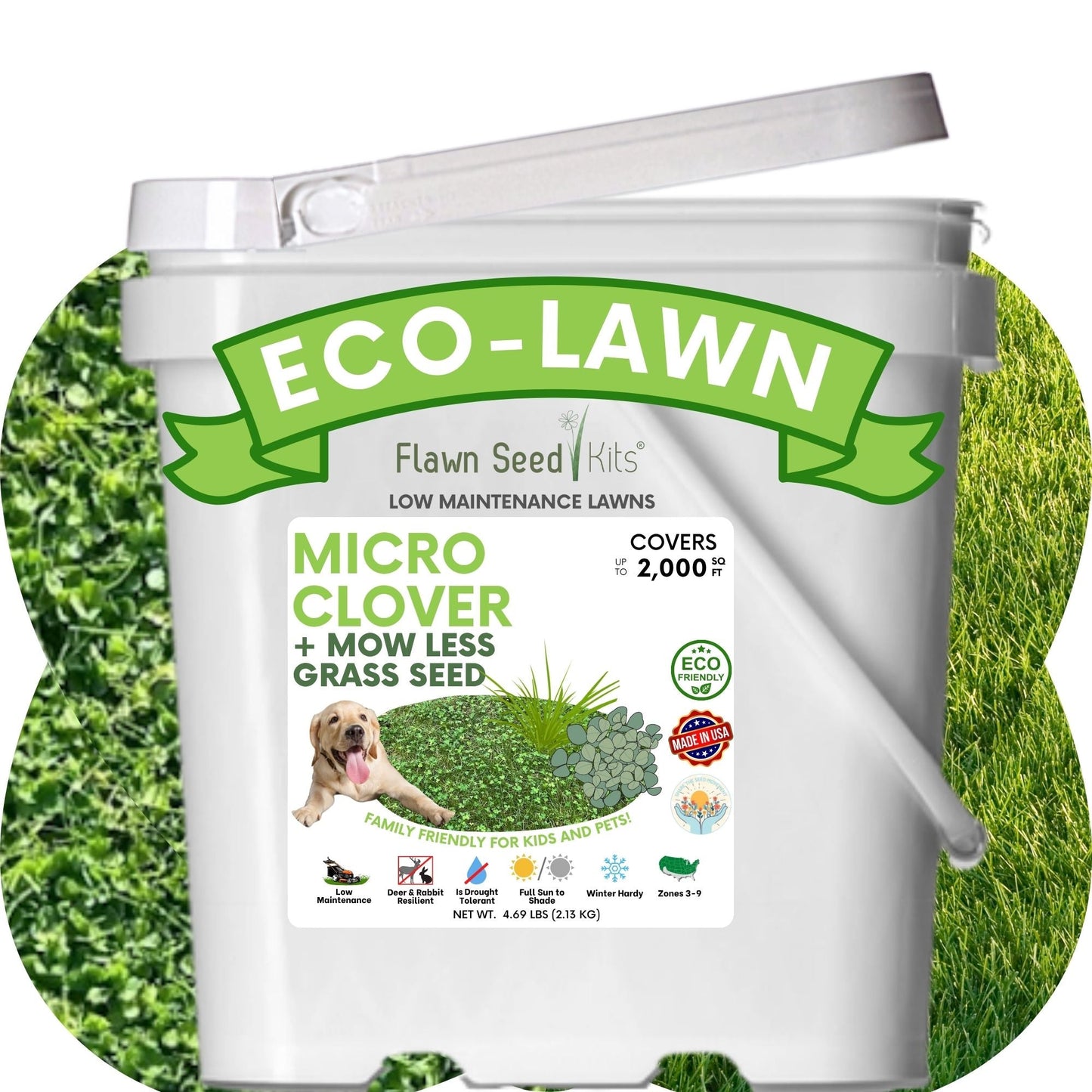 Micro Clover + Mow Less Grass Seed