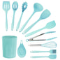MegaChef Light Teal Silicone Cooking Utensils, Set of 12 | Kitchen Accessories | Kitchen + Metal