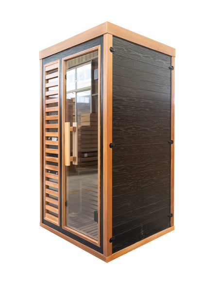 Peak Saunas Rainier 1-Person Full Spectrum Infrared Sauna with XL Medical-Grade Red Light Therapy & Smart WiFi App Control