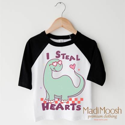 I Steal Hearts Dinosaur Valentine's Day Shirt - Valentine Tee