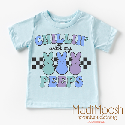 Chillin With My Peeps Easter Bunny Shirt - Kids Easter Tee